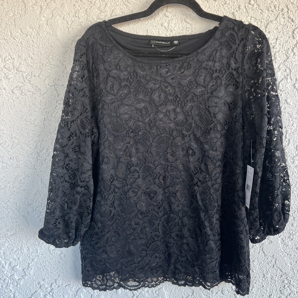 Rafaella Womens Size M Black Long Sleeve Pullover Casual RSKFE121
